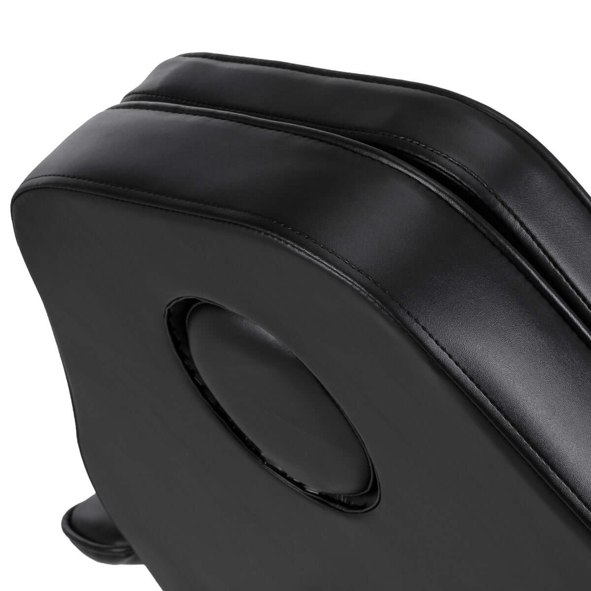 Fotel kosmetyczny hydrauliczny do pedicure Sillon 210 z kołyską i dzielonym podnóżkiem czarny - widok tylnej części fotela.